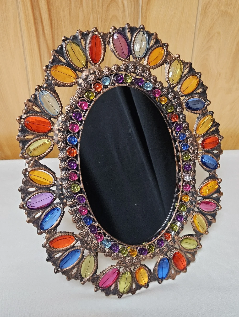 Pier 1 Imports Oval Jeweled Mirror Boho Bohemian 15